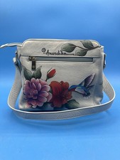 Vintage Floral Ditsy Print Leather Crossbody Flat Bag with Front Zip Pocket — listing 2