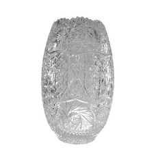 Vintage Cut Crystal Glass Flower Basket with Thumbprint Handle, 10 inches tall — listing 3