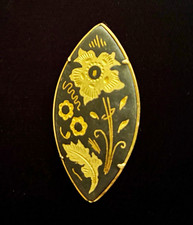 Vintage Gold-Tone Floral Patterned Wide Band Ring 14K or 10K — listing 4