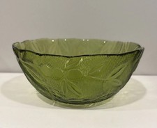 Vintage Pressed Glass Serving Bowl with Fan and Arch Pattern