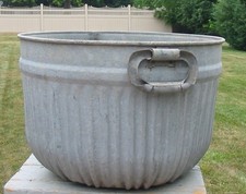 Vintage Galvanized Round Wash Tub with Side Handles — listing 2