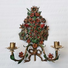 Italian Gilt Tole Metal Five-Arm Leaf-and-Candle Wall Sconce — listing 5