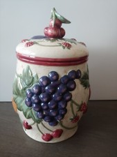 Noble Excellence by Taylor 3-Piece Ceramic Kitchen Canister Set, Red/Brown Jacobean Floral Pattern