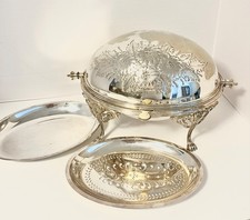 Vintage Silverplate Roll-Top Domed Butter Dish on Ball-and-Claw Feet — listing 5