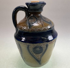 Vintage German Salt-Glazed Stoneware 1 Liter Beer Mug, Bavaria Brau Hof Bayern, Cobalt Bavaria Figure Transfer — listing 2