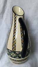 Gien Faience Renaissance-Style Bleu Lapis Pitcher with Grotesque Decoration