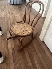 Vintage Child's Bentwood Rocking Chair, J. Lane Chair Co., Green Chenille Cushion — listing 5