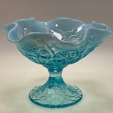 White Opalescent Ruffled-Edge Footed Compote with Beaded/Hobnail Pattern — listing 3