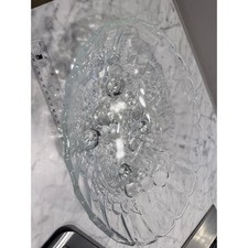 Vintage Pressed Glass Serving Bowl with Hobnail and Floral Fan Pattern — listing 4