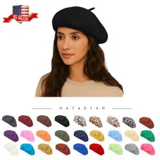 Black Wool Blend French Beret, One Size — listing 6