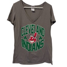 Cleveland Indians Women's Scoop Neck Football-Style Tee with Chief Wahoo Logo — listing 2