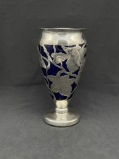 Cobalt Blue Silver Overlay Cordial/Liqueur Set - Decanter, 8 Cordials & Tray — listing 5