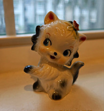 White Plush Kitten with Pink Nose and Rosebud Accent, Maker Unknown — listing 5