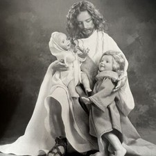 Porcelain Religious Figural Doll Group - Jesus with Children/Holy Family Scene — listing 6
