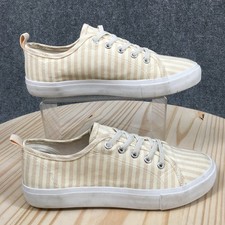 Serra Ladies Casual Canvas Sneakers, White with Yellow Sole, Size 7 — listing 2
