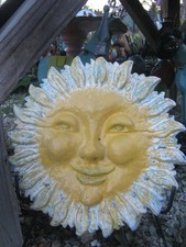 Cast Concrete Sun Face Wall Plaque with Cupped Hands Bird Feeder/Planter — listing 3