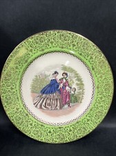 Salem China Imperial Service Plate with Colonial Courting Couple, Cobalt Blue & 23K Gold Filigree Border — listing 5