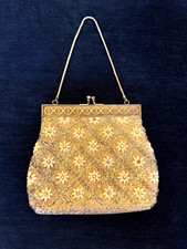 Vintage 1950s-60s Silver Metallic Kisslock Evening Bag with Metal Top Handle — listing 2