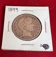 1899 Barber Half Dollar, 90% Silver, Good/Very Good Circulated Condition — listing 3