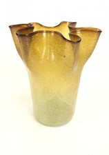 Pair of Amber Hand-Blown Glass Pinched-Rim Bowls (Nesting Set of 2) — listing 4