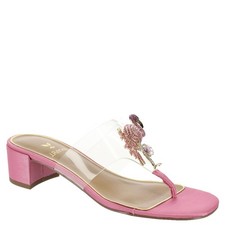 J. Renee Navy Satin Rhinestone T-Strap Kitten Heel Slingback Sandals, Size 7M — listing 5