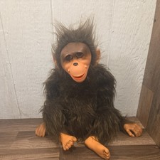Vintage Plush Cream & Pink Monkey Stuffed Animal with Satin Rosette — listing 2