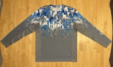 Huk Men's Icon X Long Sleeve Performance Fishing Shirt, Size L, Blue/Gray Camo — listing 2