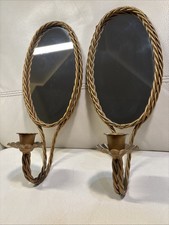 Antique Brass Two-Arm Mirrored Wall Sconce with Tassel Swag Detail — listing 4