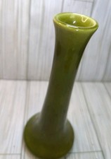 Vintage American Art Pottery Swirl Bud Vase, Green Matte-Gloss Glaze, Made in USA — listing 6