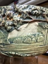 Weller Woodland (Woodcraft) Pottery Bowl with Foxes and Foliage in Relief No visible mark — listing 2