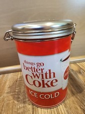Coca-Cola "Have a Coke" Tall Lidded Tin Canister with Retro Delicious Refreshing Graphics — listing 2