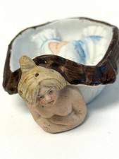 Vintage Bisque Porcelain Anthropomorphic Turtle Figurine with Bonnet Holding Ladybug — listing 6