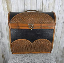 Decorative Woven Wood Storage Trunk Box with Antiqued Brass Hardware — listing 3