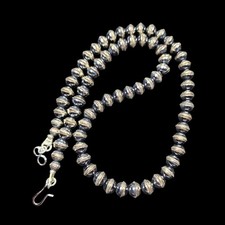 Navajo Silver and Gunmetal Bead Necklace, 18" with 1.5" Loop Drop — listing 4