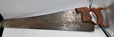 Antique Hand Saw with Carved Wheat-Motif Wooden Handle and Medallion