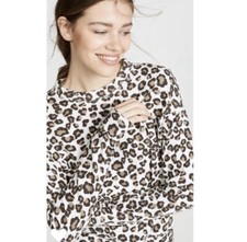 Monrow Women's Leopard Side-Panel Long Sleeve Sweatshirt Tee — listing 2