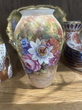 Royal Worcester Hand-Painted Bird Porcelain Table Lighter with Silver-Plate Collar