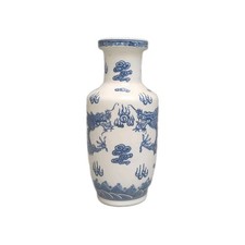 Chinese Blue and White Porcelain Square Tapered Vase with Bird, Prunus, Lotus & Landscape Panels — listing 3