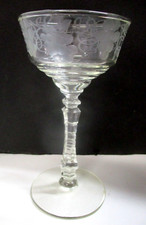 Vintage Wheel-Cut Grape & Leaf Etched Crystal Wine Glass with Slender Stem — listing 3