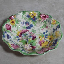 Midwinter Porcelon Burslem Yellow & Gold Chintz Scalloped Trinket Dish — listing 4