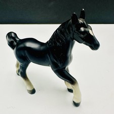 Vintage Light Yellow Ceramic Pony Foal Figurine with Big Blue Eyes, 7" Tall — listing 4