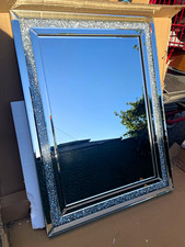 Large Rectangular Beveled Wall Mirror with Black and Gold Rope-Trim Frame — listing 3