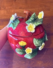 Vintage Figural Apple-Shaped Ceramic Covered Jar / Cookie Jar — listing 4