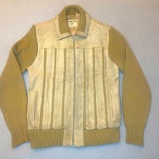 Vintage Suede Front Panel V-Neck Knit Sweater — listing 3