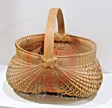 Antique Hand-Woven Splint Gathering Basket with Natural Branch Handle — listing 5