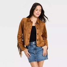 Boho Faux Suede Fringe Bell-Sleeve Off-Shoulder Crop Top — listing 6