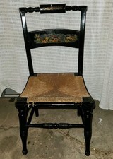 Vintage Hitchcock-Style Stenciled Dining Set - Drop-Leaf Table with Grape Motif Windsor Chairs 4 chairs + table — listing 2