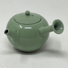 Vintage Japanese Celadon Green Teapot with Hand-Painted Cherry Blossom / Plum Blossom Design