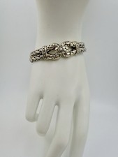 Sarda 925 Sterling Silver Balinese Woven Chain Bracelet with Paisley Repoussé Medallion, Adjustable 7"-8"