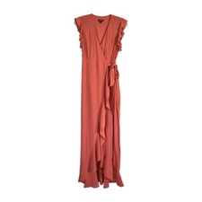 Express White Tiered Flutter-Sleeve V-Neck Maxi Dress, Size Small — listing 2